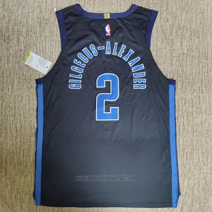 Camiseta Oklahoma City Thunder Shai Gilgeous-Alexander #2 Earned Autentico Negro